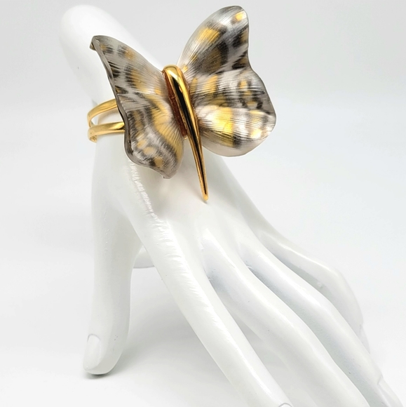 Alexis Bittar Lucite Monarch Butterfly Oversized Statement Cuff Bracelet - Picture 5 of 11
